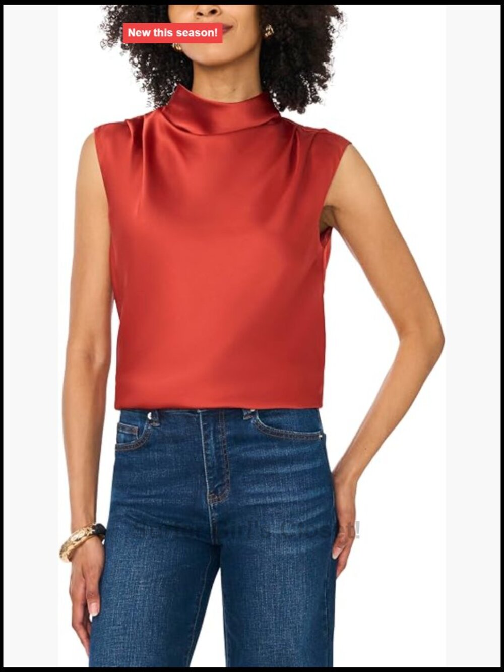Vince Camuto Sleeveless Cowl Neck Top Polyester Women's Blouse